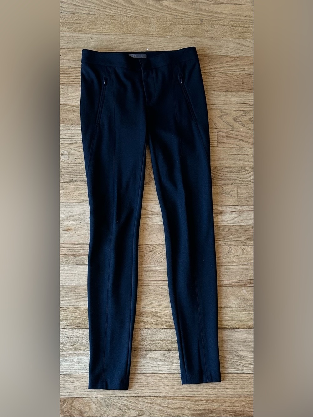 Vince Black Zipper Faux Pocket Slim Ponte Pants (0)